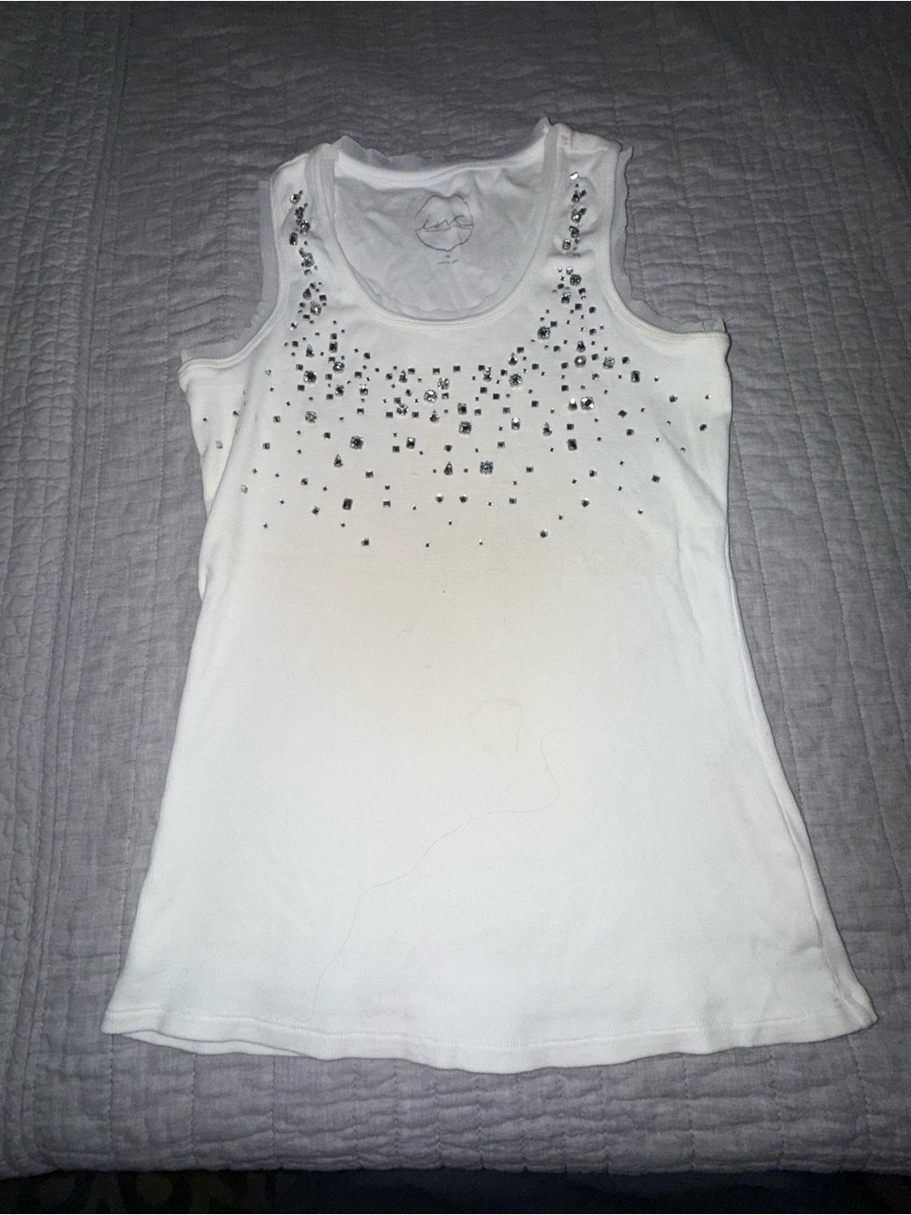 INC Women’s White Embellished Tank Top, Size M